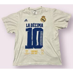 Real Madrid Shirt Mens L White La‎ Decima Jersey Stadium Football Adidas